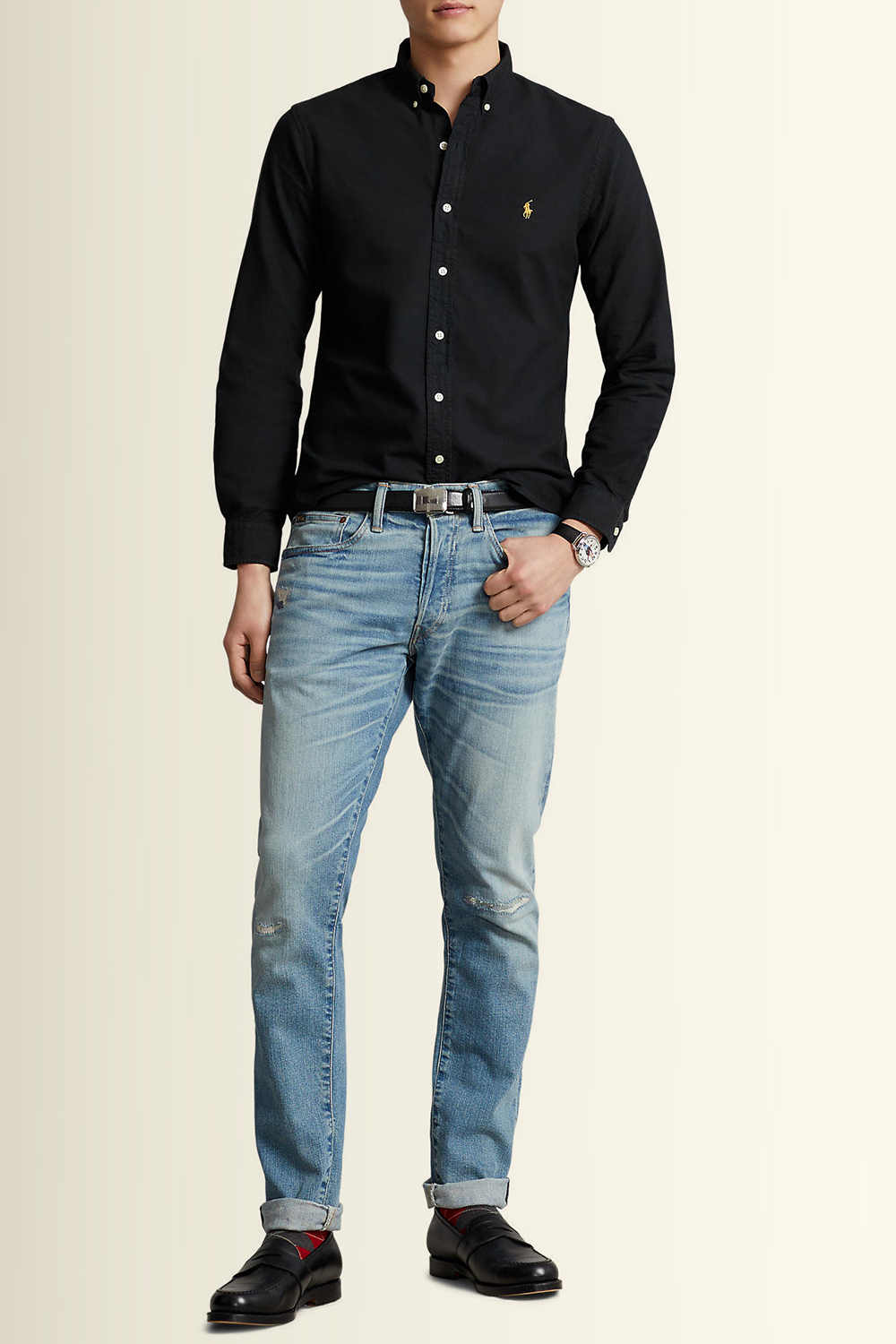 תמונת כל הלוק של חולצה מכופתרת סלים פיט